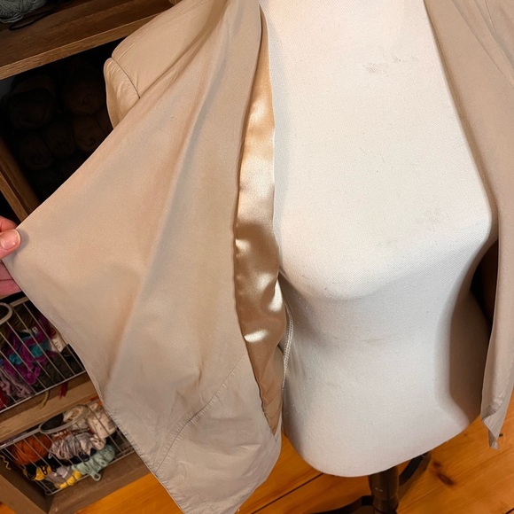 Vintage My Tribe Beige Leather Open Front Jacket Size Small - Picture 5 of 12